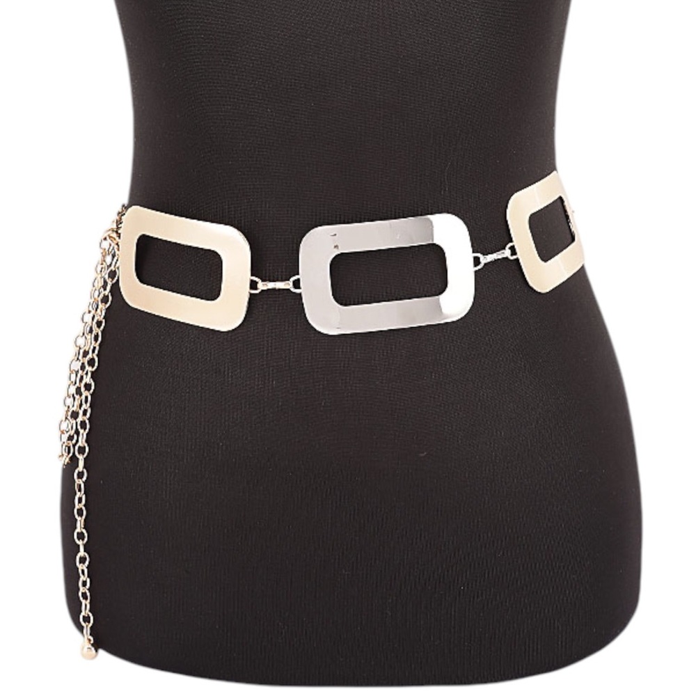 Gold or Silver Oversized Link Buckle Waist Station Statement  Belt